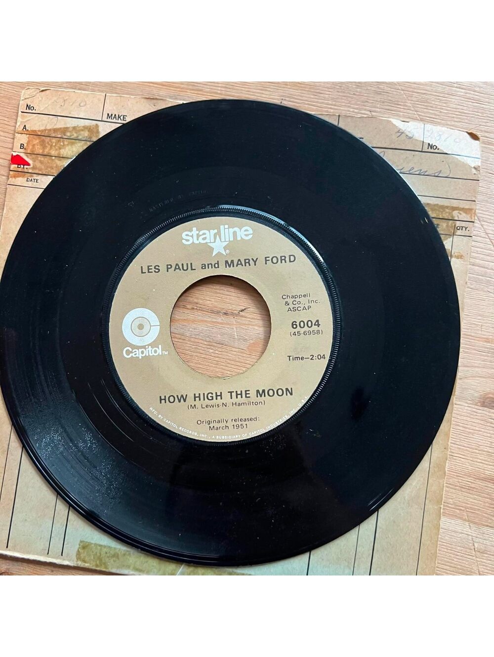 Les Paul and Mary Ford - How High the Moon/Vaya Con Dios 45rpm VG+ R10